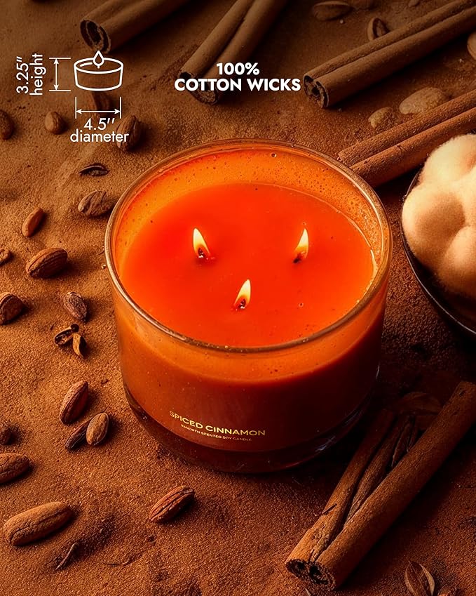 96NORTH Luxury Spiced Cinnamon Candle | Large 3 Wick Jar Candle | Up to 50 - Image 5