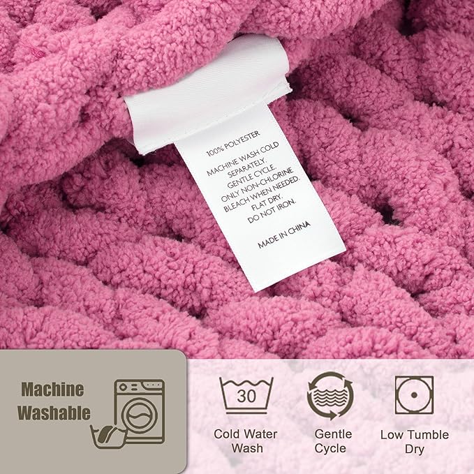 Chunky Knit Throw Blanket 50"X 60", 100% Handmade - Image 5