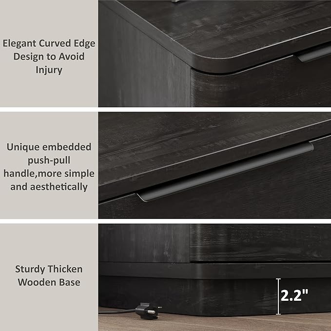 Black Nightstands Set of 2, Bedside Table - Image 8