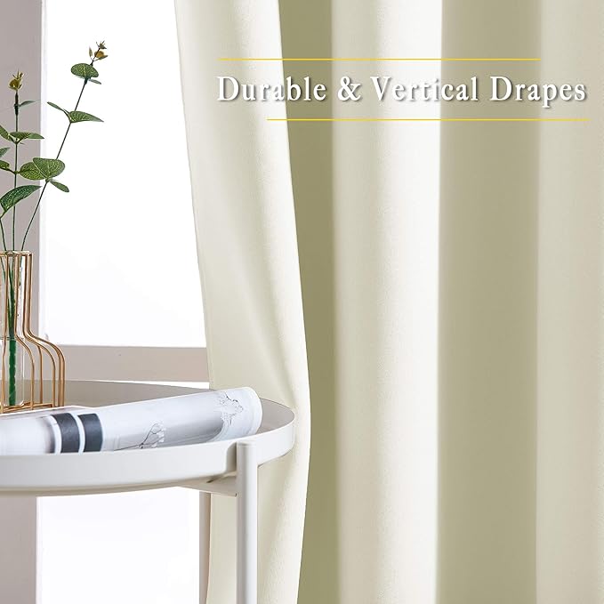 NICETOWN Beige Room Darkening Curtains 66 inches Long, Grommet Thermal Curtains - Image 5