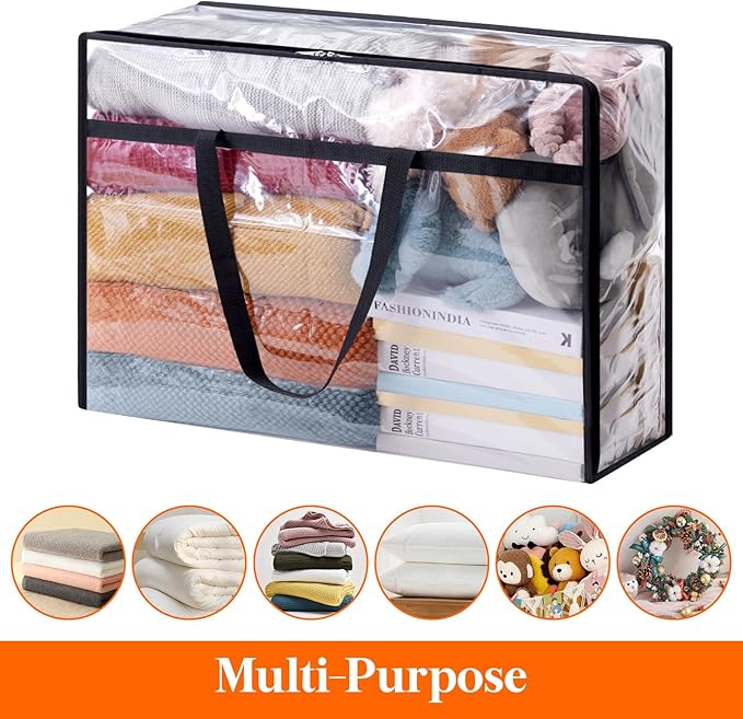 Lifewit 2 Pack Clear Clothes Storage Bags, 75L Large Plastic Blanket Storage - Image 4