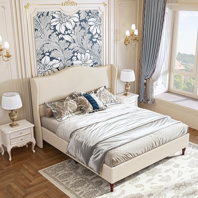 koorlian Queen Size Bed Frame Upholstered Platform Bed - Image 4