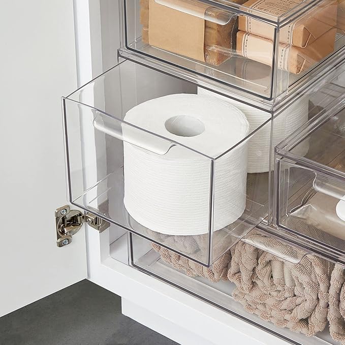 mDesign Plastic Stackable Bathroom Storage Organizer Bin - Image 6