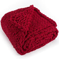 Chunky Knit Throw Blanket 50"X 60", 100% Handmade by LONGCREATE