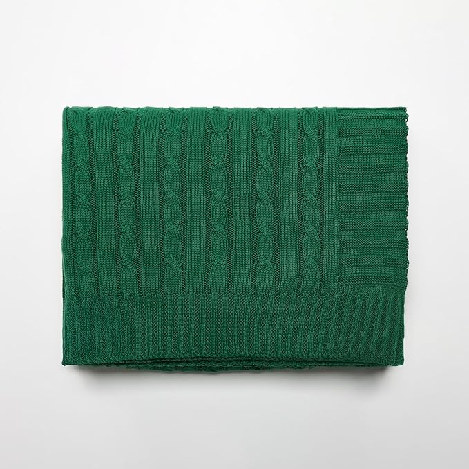 100% Cotton Cable-Knit Throw Blanket: 60" x 70", Ultra Soft, Breathable - Image 5