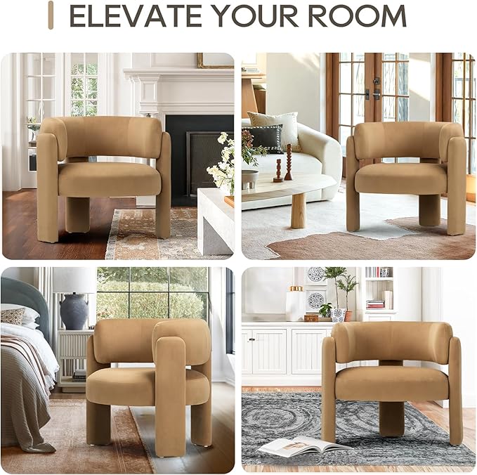 COLAMY Modern Velvet Accent Chairs Set of 2, Upholstered Barrel Chairs - Image 5
