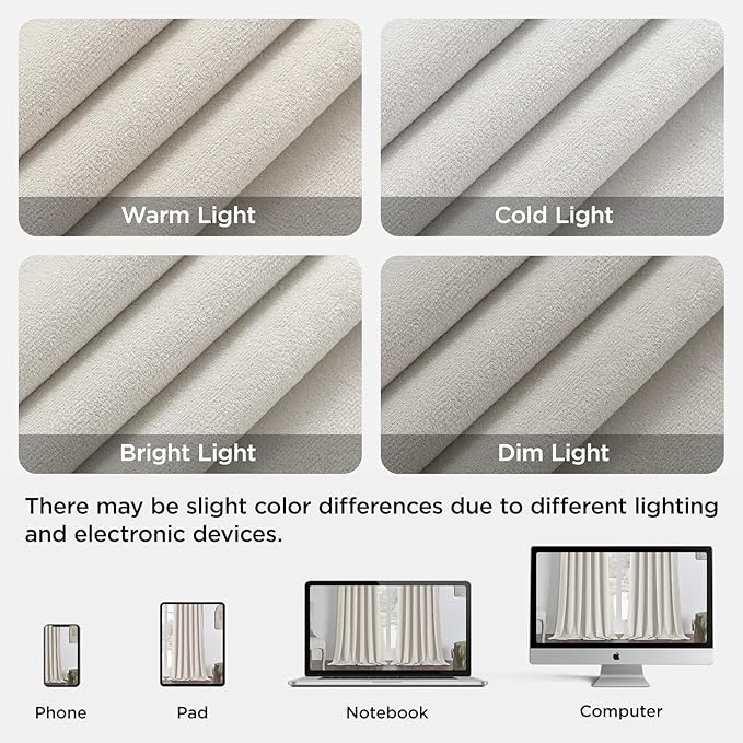 Joydeco White 100% Blackout Curtains 72 Inch 2 Panels, Luxury Thermal White - Image 7