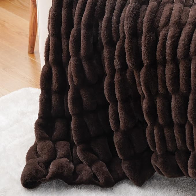 BATTILO HOME Dark Brown Faux Fur Throw Blanket - Image 6