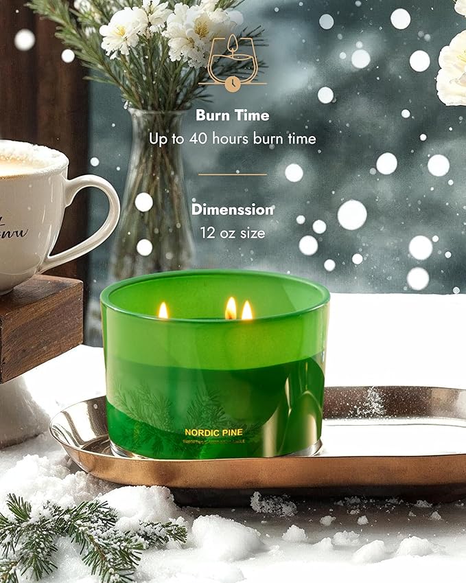 96NORTH Luxury Pine Soy Candle | Large 3 Wick Jar Candle | Up to 40 Hours - Image 3