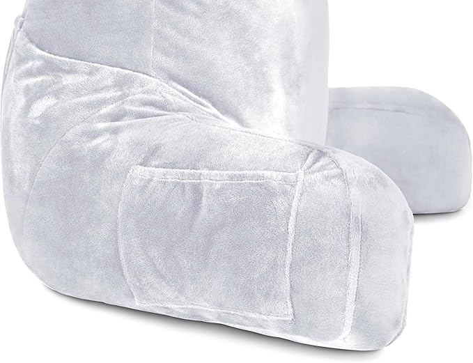 Husband Pillow Light Grey, Original Reading Pillow in Bed Rest Chair, Shredded - Image 7