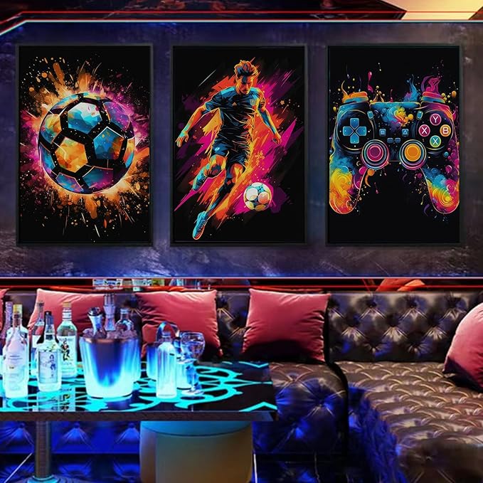 Canvas Wall Art Poster Decor, Paintings Art Game Controller Color Splash Ink - Image 4
