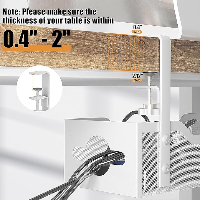 Under Desk Cable Management Tray 24.8", Quszmd Cable Organizer No Drill - Image 2
