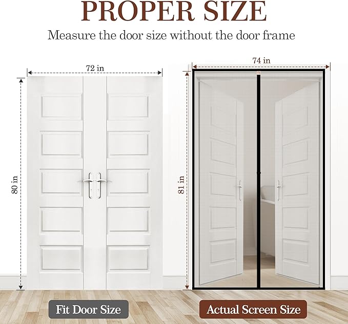 Yotache Magnetic Screen Door fits 72"x80" Doors, Screen Size 74"x81" - Image 2