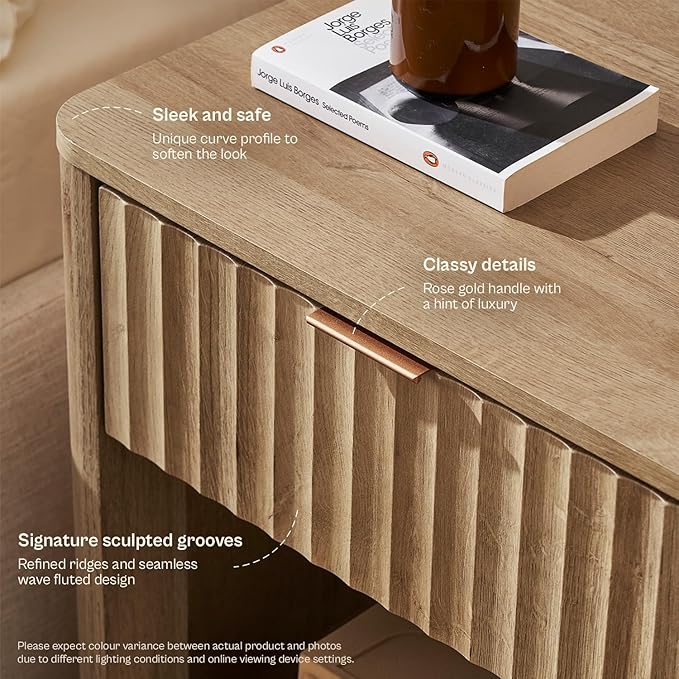 mopio Brooklyn Fluted Nightstand, Modern Farmhouse Nightstand, Small Side - Image 4