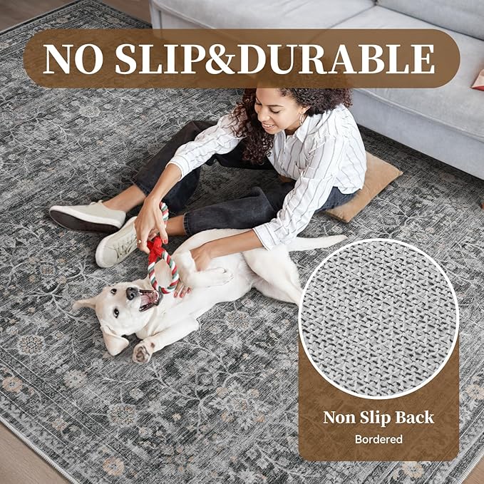MontVoo-Vintage Area Rug 6X9 Grey Rugs - Image 4