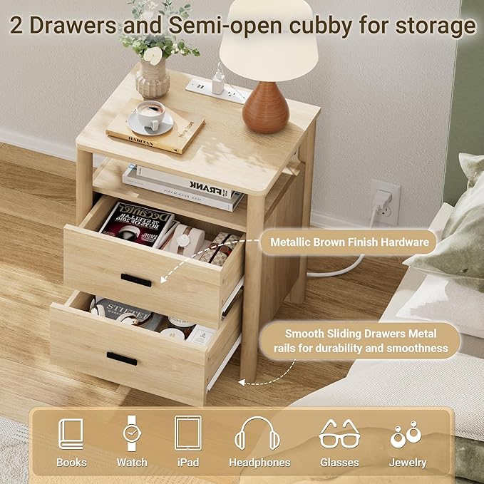 FavourLife Night Stand, Modern Large Nightstand - Image 5