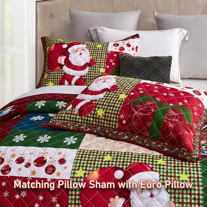 CHIXIN Christmas Oversized Bedspread King Size, Santa Claus Pattern Bedding - Image 7