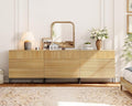 WAMPAT 94.5" W Fluted Dresser for Bedroom, Modern 9 Drawer Dresser TV Stand by WAMPAT