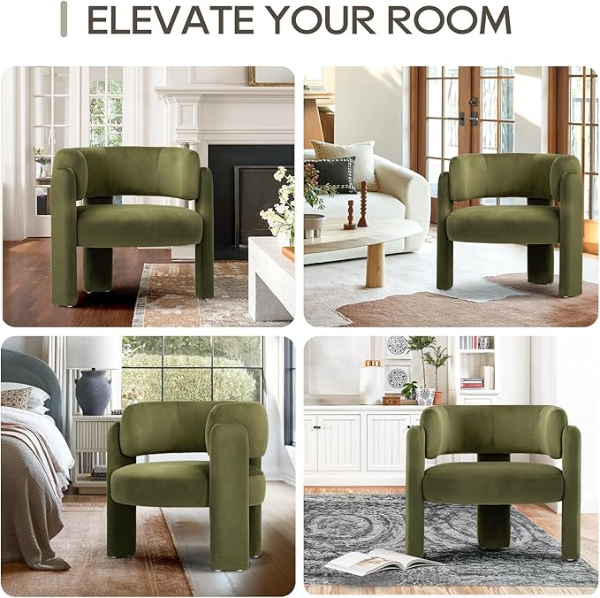 COLAMY Modern Velvet Accent Chair Set of 2, Upholstered Barrel Chairs, Comfy - Image 5