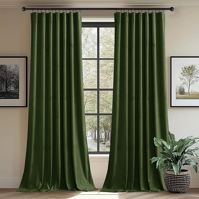 StangH Luxury Moss Green Velvet Curtains by StangH