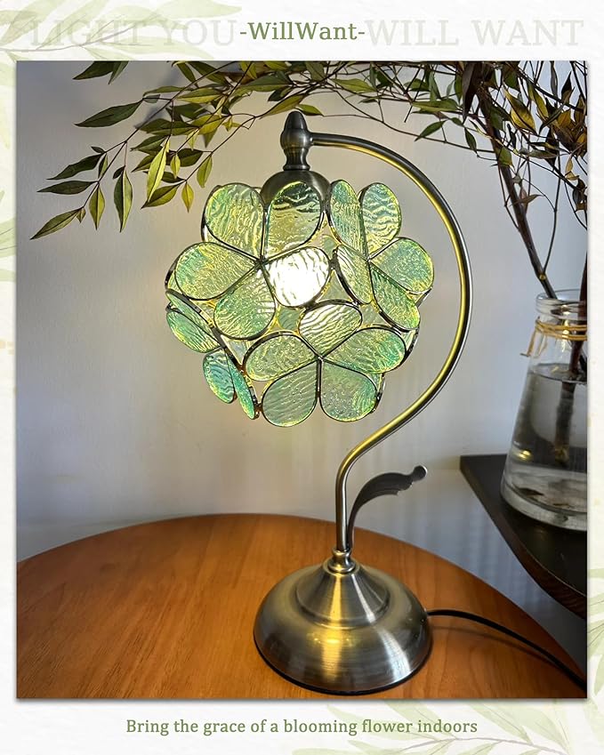 Tiffany Style Flower Table Lamp, Vintage Cherry Blossom Stained Glass Lamp - Image 5