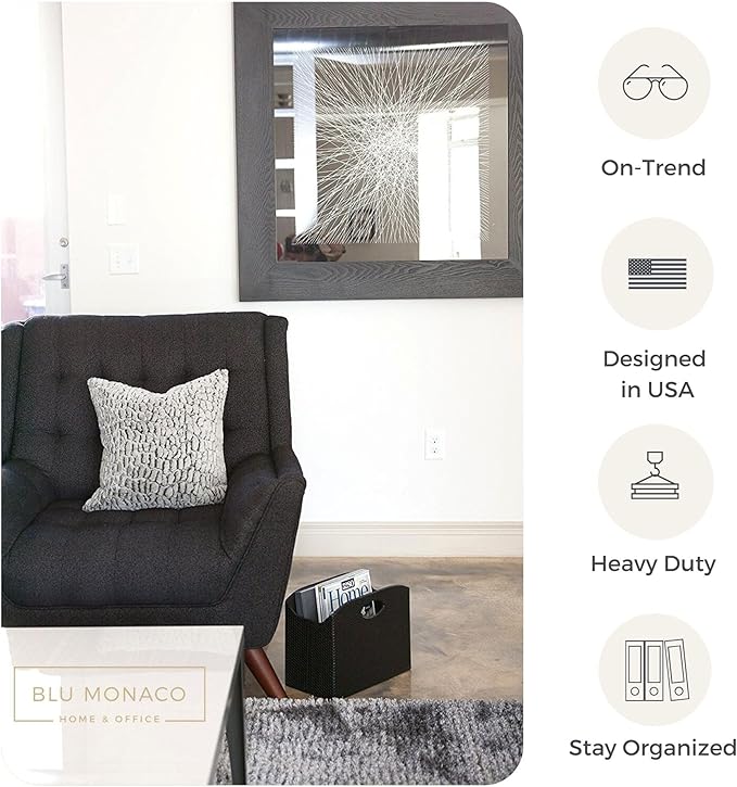 BLU MONACO | Black Woven Leather Magazine Holder - Image 2