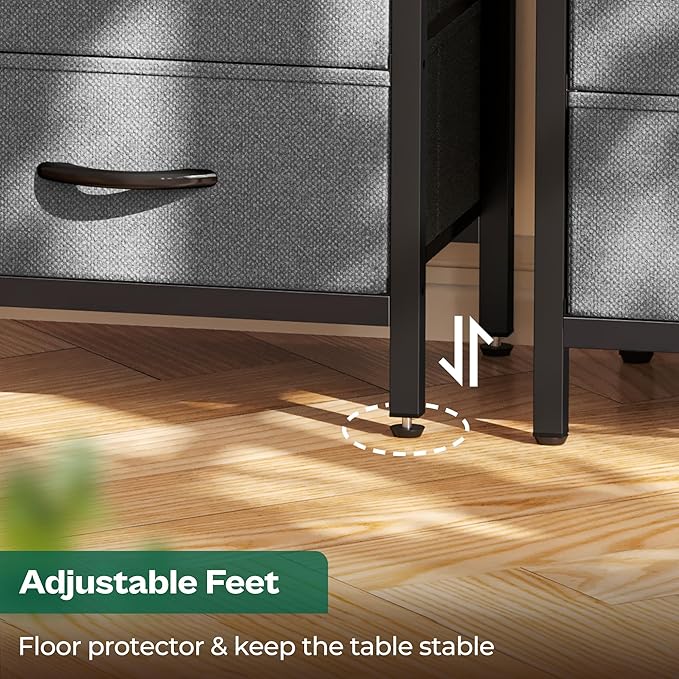 Huuger Nightstand with Charging Station, Fabric Drawers, End Table with Open - Image 9