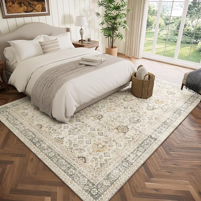 Washable 5x7 Area Rugs for Living Room, BoHo Non-slip Vintage Distress Rugs for - Image 2