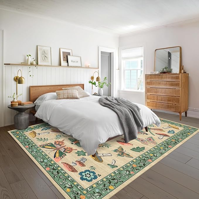 Mushroom Insect 8x10 Area Rugs, Washable Rugs - Image 2