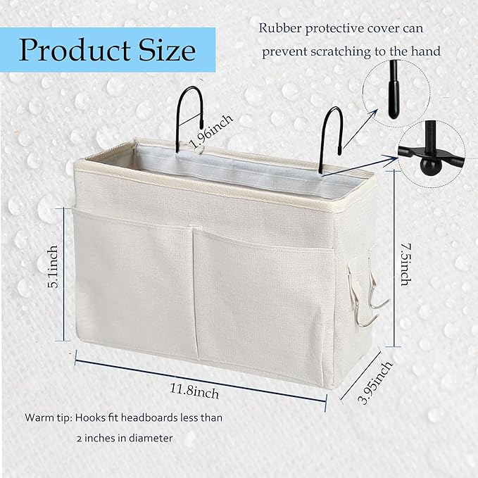 Someteth Bedside Caddy Organizer & Bedside Storage Basket Multi-Function - Image 3