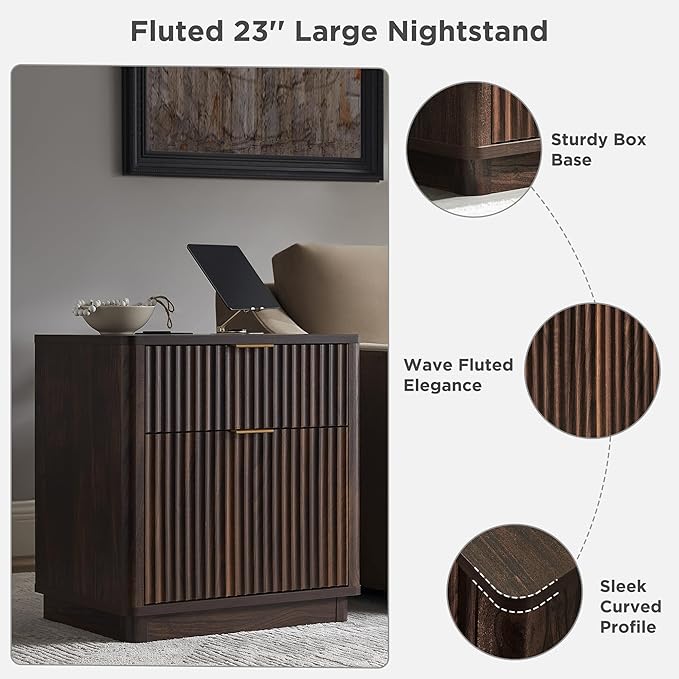 T4TREAM 23'' Fluted Nightstand Set of 2 - Image 6