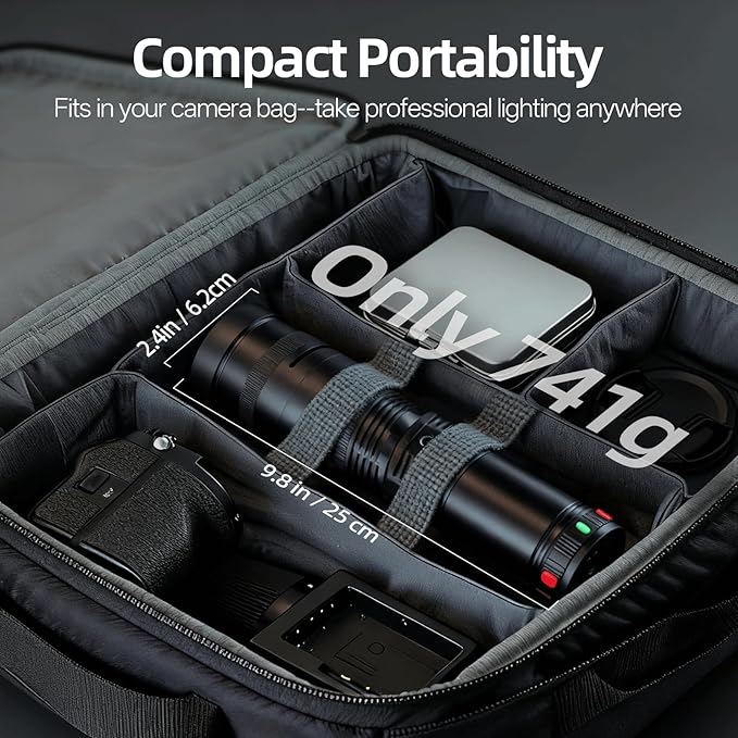 Alluneitter 40W LED Photography Flashlight Aluminum, Professional Imaging Lens - Image 7