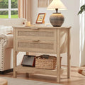 LEYAOYAO 31.5" Wide Rattan Night Stand, Oversized Large Boho Nightstand by LEYAOYAO-Findtheshiningpointofyourideallife%EF%BC%81