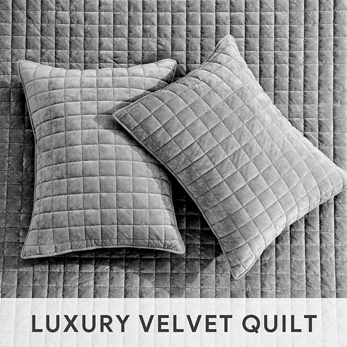 RECYCO Luxury Velvet Quilt Set King Size Bedding Sets, Ultra Soft Velvet - Image 4