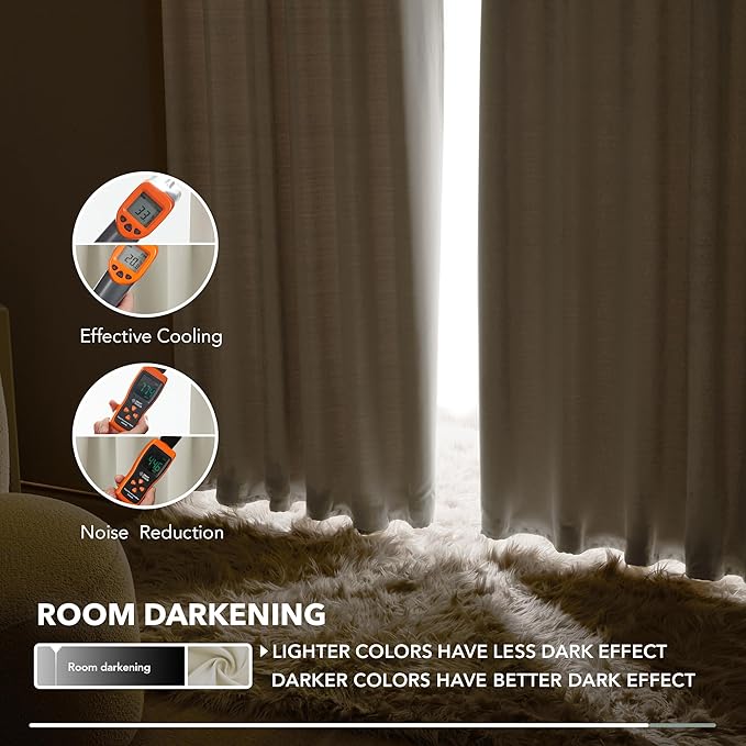 Deconovo Blackout Curtains, Thermal Insulated, W42 x L63 2 Panels, Back Tab - Image 8