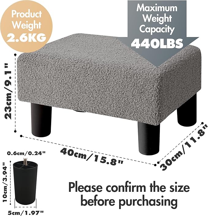 BRIAN & DANY Small Foot Stool Ottoman, Footstool - Image 2