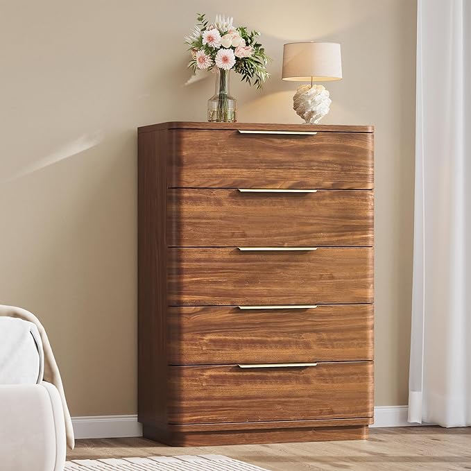 5 Drawer Dresser for Bedroom, Curved Profile Design, Wooden Closet by beronbaer