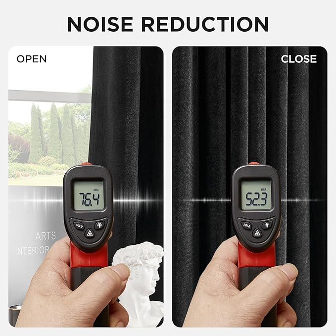 Joydeco Black 100% Blackout Curtains 108 Inch 2 Panels, Luxury Thermal - Image 6