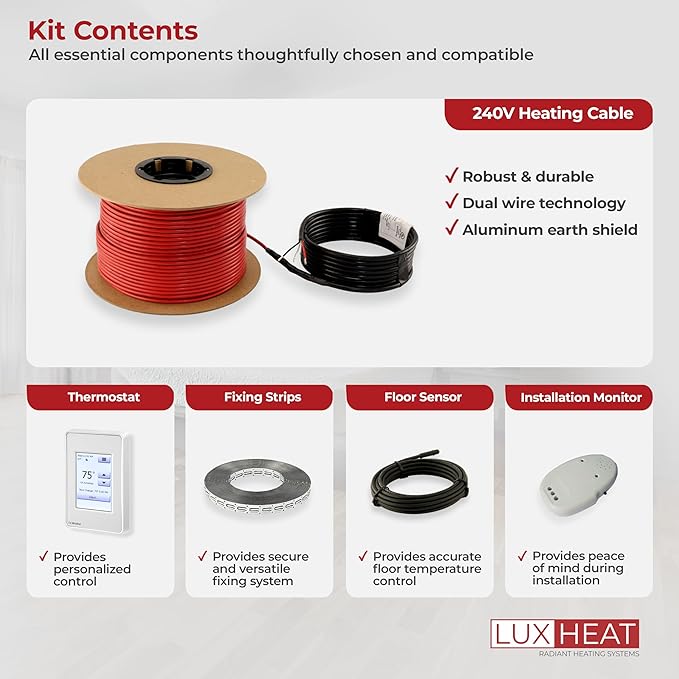 LuxHeat 100sqft Floor Heating Cable Kit - 240v Electric In Floor Heating Kit - - Image 7