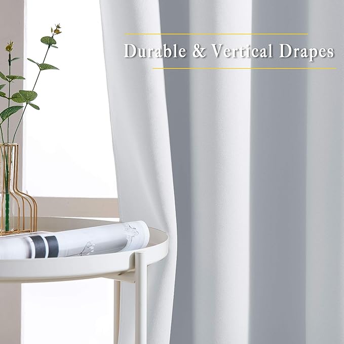 NICETOWN Greyish White Room Darkening Curtains - Image 5