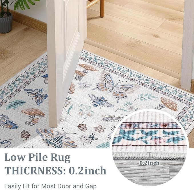 Washable Rug 5x7 Area Rugs for Living Room, Mushroom Insect Rug for Bedroom - Image 4