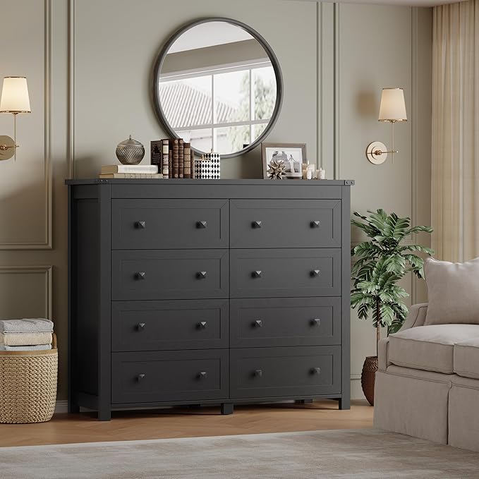 Tall 8-Drawer Dresser, Modern Wooden Storage Chest of Drawers, Dresser TV Stand - Image 6