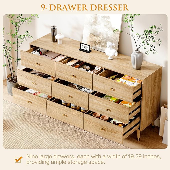 9 Drawer Dresser, Wooden Bedroom Drawer Dresser - Image 3