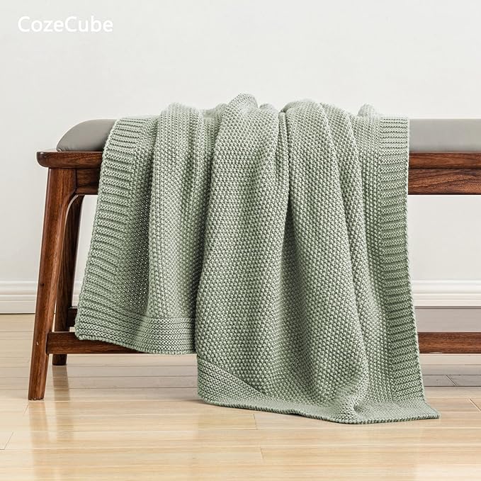 CozeCube Sage Green Throw Blanket - Image 4