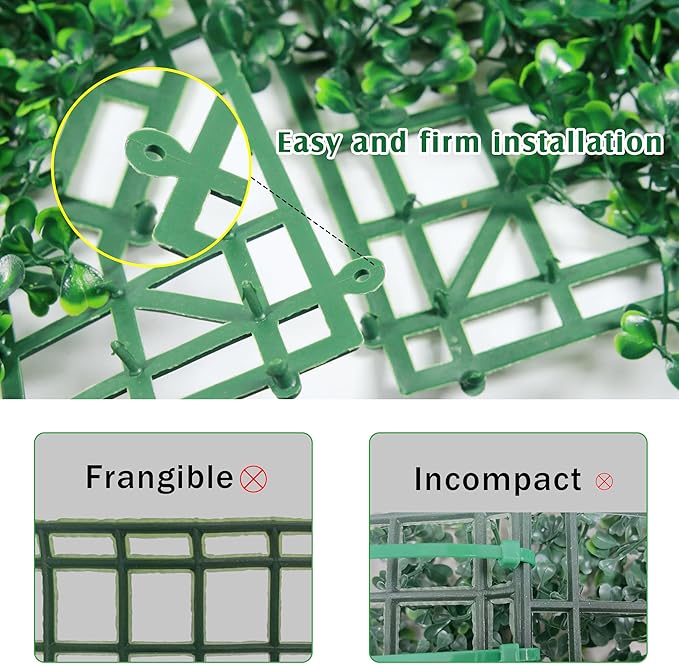 Ogrmar 12 PCS 20"x 20" Artificial Boxwood Panels Topiary Hedge Plant, Privacy - Image 2