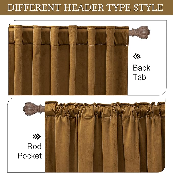 RYB HOME Velvet Curtains 96 inches, Soft Durable Drapes Room Darkening Privacy - Image 3