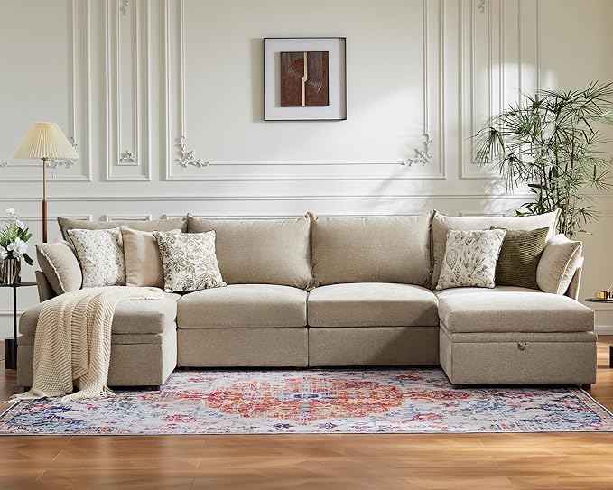 ABCASA 134.6" Oversized Modular Sectional Sofa, 6 Seater U Shaped Couch by ABCASA
