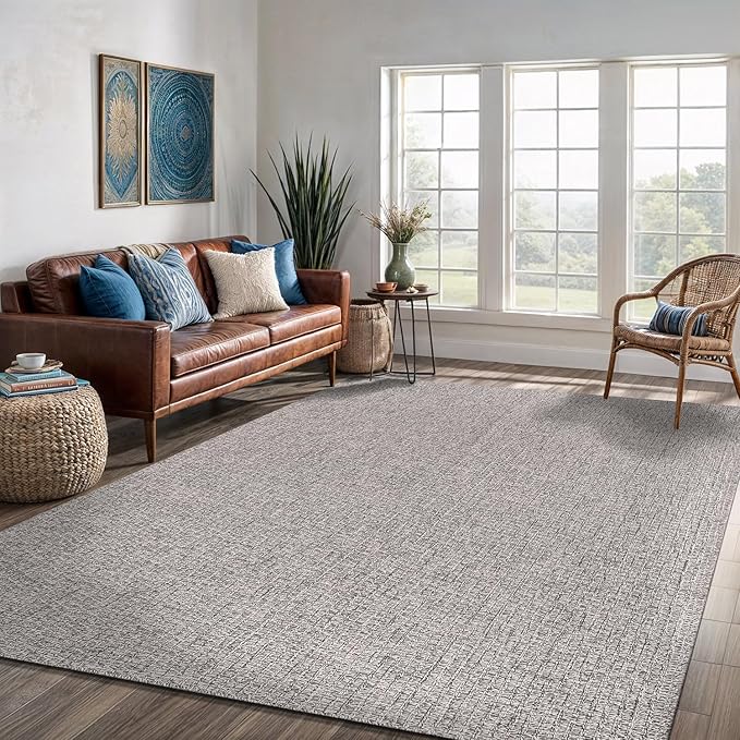 Easy Jute Rug 6x9 Indoor Outdoor Natural Rugs Solid Fiber Rug Woven Area Rug by LenaRug