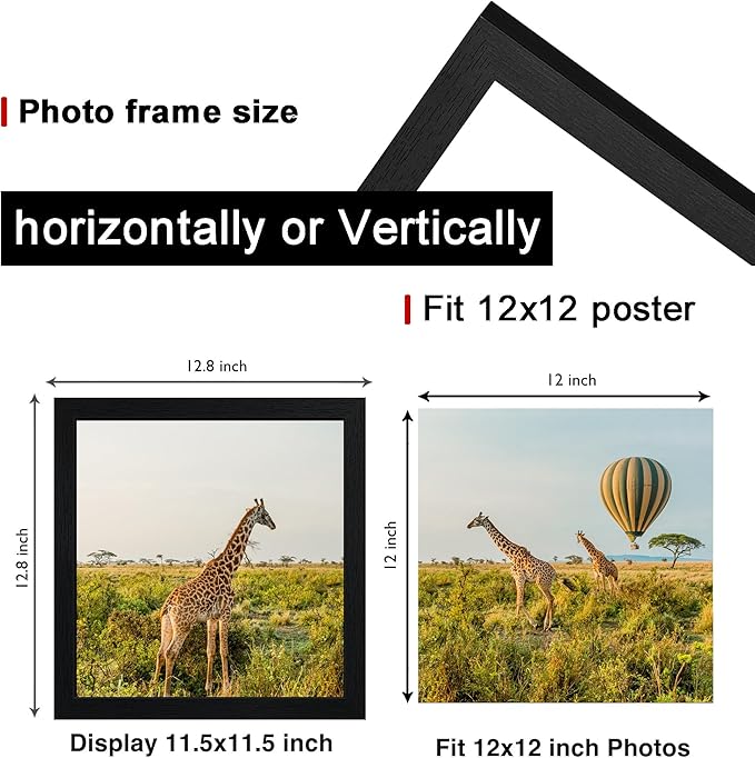 TKYGU 12x12 Picture Frame Set of 5, Horizontal and Vertical Formats - Image 2