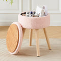 Mxfurhawa Storage Ottoman Foot Stool Teddy Velvet Round Vanity Stool Tray Top by Mxfurhawa